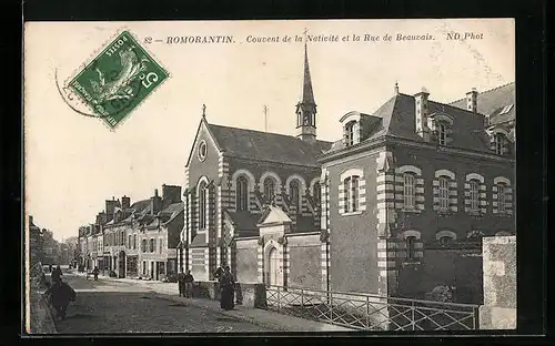 AK Romorantin, Couvent de la Nativité et la Rue de Beauvais