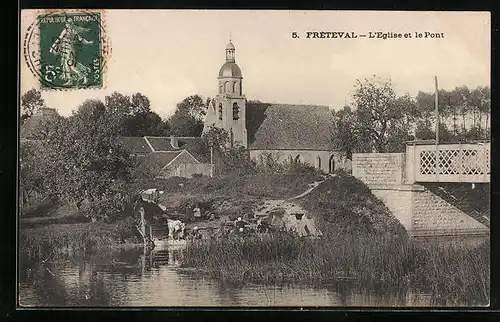 AK Fréteval, L`Eglise et le Pont