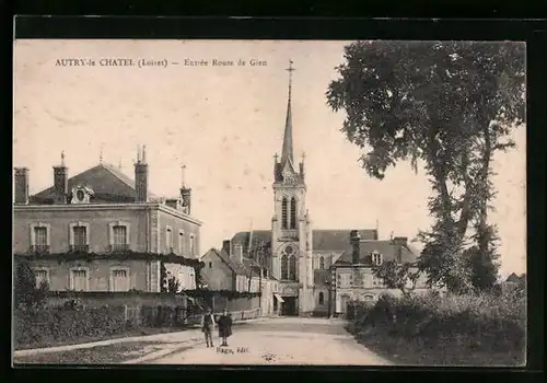 AK Autry-le-Chatel, Entre Route de Gien, l`Eglise, facade