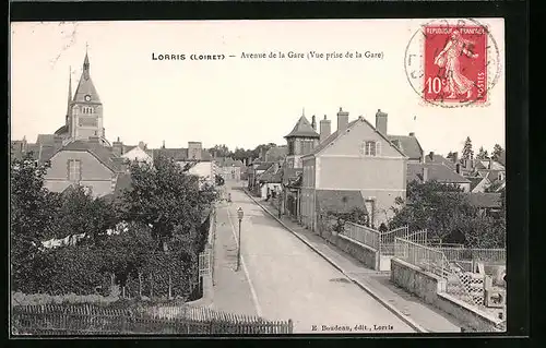 AK Lorris, Avenue de la gare, Vue prise de la Gare