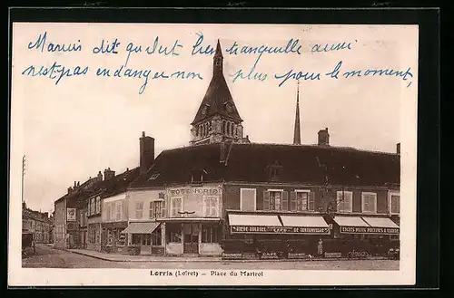 AK Lorris, Place du Martroi, Cafe, facade