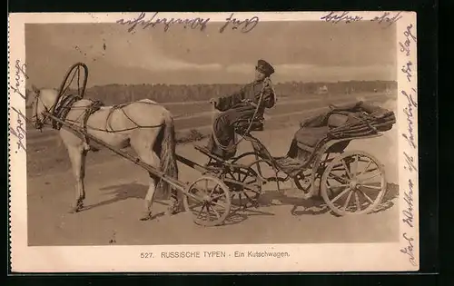 AK Russische Typen, ein Mann auf einem Kutschwagen