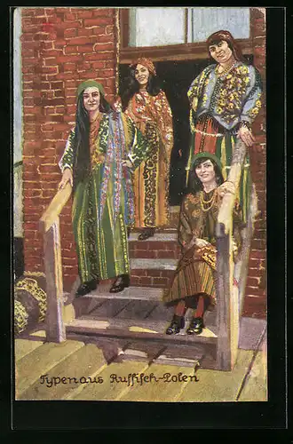 AK Typen aus Russisch-Polen, junge Frauen in Trachten