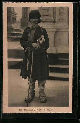 AK Russische Typen, ein Pilger mit seinem Wanderstock