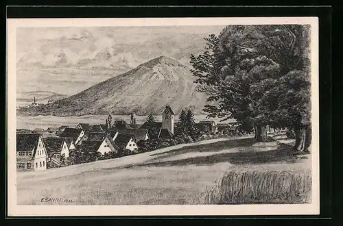 AK Neuhausen a. d. Erms, Nussbäume an der Glemser Strasse