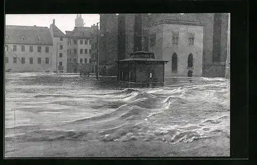 AK Nürnberg, Hochwasser-Katastrophe vom 05. Febr. 1909, auf dem überschwemmten Obstmarkt