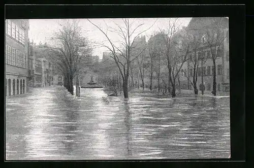 AK Nürnberg, Hochwasser-Katastrophe vom 05. Febr. 1909, Blick auf den Maxplatz