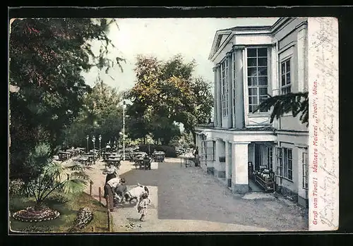 AK Wien, Tivoli, Wallner`s Meierei, im Gartenlokal