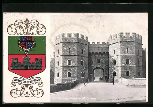 Präge-AK Windsor, the Castle of King Henry VIII, Gateway, Wappen