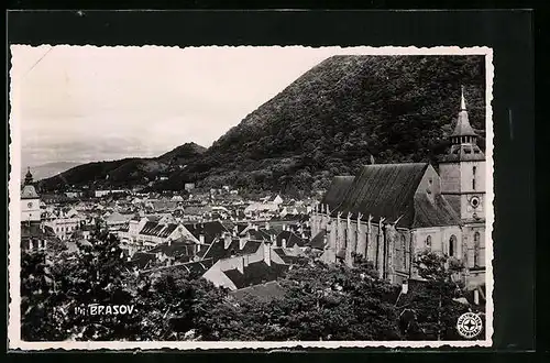 AK Brasov, Gesamtansicht der Stadt mit der Schwarzen Kirche