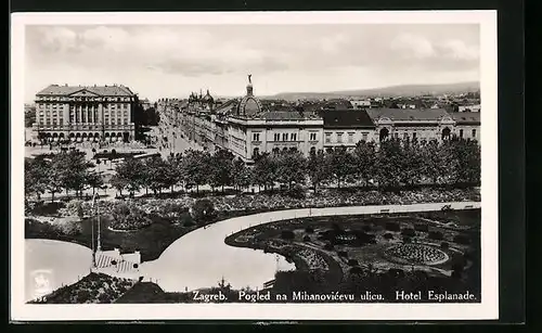 AK Zagreb, Pogled na Mihanovicevu ulicu, Hotel Esplanade