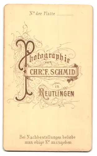 Fotografie Chr. F. Schmid, Reutlingen, Portrait stattlicher junger Mann mit Vollbart