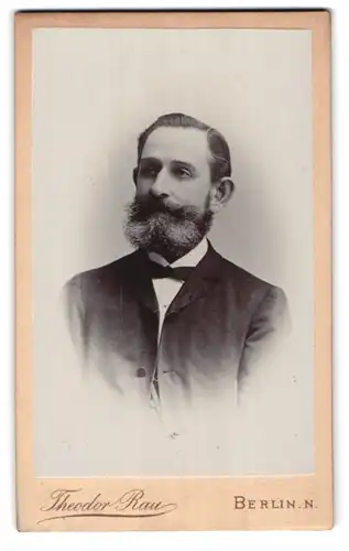 Fotografie Theodor Rau, Berlin, Franseckistr. 13, Portrait stattlicher Herr mit Vollbart im Jackett