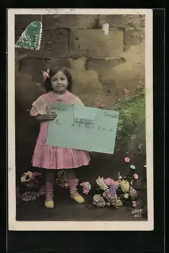 AK kleines Mädchen mit grossem Brief