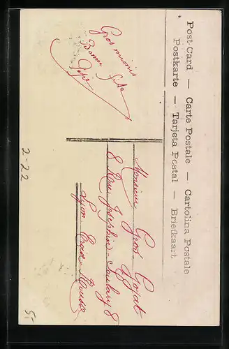 AK lächelnde Frau mit Telegramm in Händen