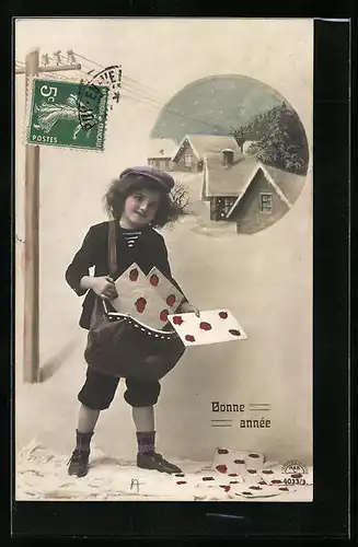 AK kleines Mädchen bringt die Briefe in ein Dorf