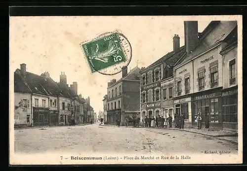 AK Boiscommun, Place du Marche et Rue de la Halle