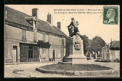 AK Beaune-la-Rolande, Monument eleve des Enfants, Morts ppour la France