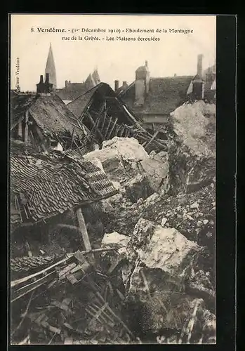 AK Vendome, Eboulement de la Montagne rue de la Grève, les Maison écroulées