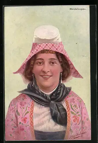 Künstler-AK Johan Georg Gerstenhauer: Frau aus Hindeloopen im Trachtenkleid