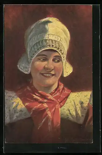 Künstler-AK Johan Georg Gerstenhauer: schöne Holländerin im Trachtenkleid