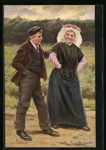 Künstler-AK Johan Georg Gerstenhauer: Paar beim Spaziergang am Feldrand