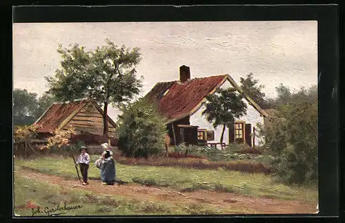 Künstler-AK Johan Georg Gerstenhauer: Bauern auf ihrem Hof