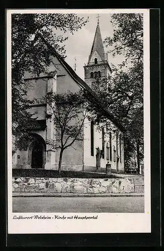 AK Welzheim, Kirche mit Hauptportal