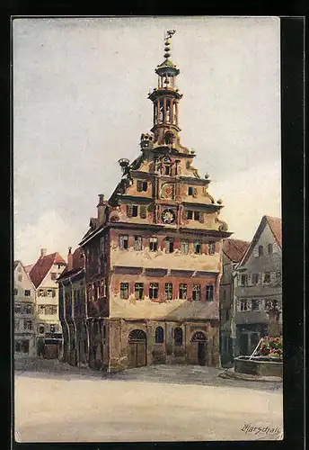 Künstler-AK Esslingen a. N., Das alte Rathaus
