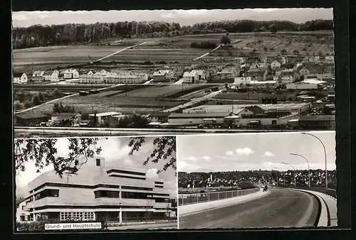 AK Deizisau am Neckar, Teilansicht, Brücke, Grund- und Hauptschule