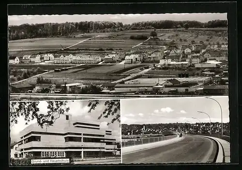 AK Deizisau am Neckar, Teilansicht, Brücke, Grund- und Hauptschule