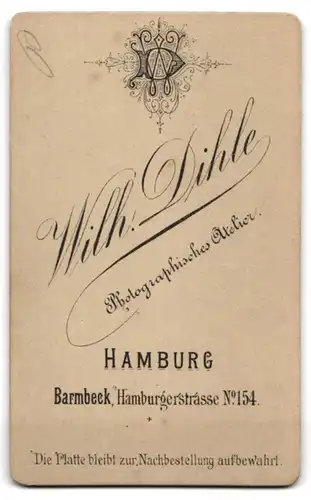 Fotografie Wilh. Dihle, Hamburg-Barmbeck, Hamburgerstr. 154, Bürgerlicher Herr im Anzug mit Vollbart