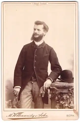 Fotografie M. Vollenweider & Sohn, Bern, Junger Mann mit Vollbart in eleganter Kleidung