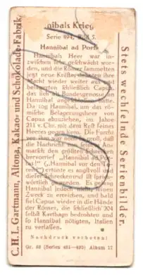 Sammelbild Hamburg-Altona, Kakao- u. Schokolade-Fabrik C. H. L. Gartmann, Hannibal ante portas