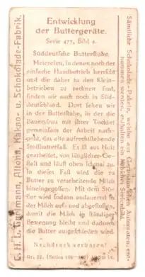 Sammelbild Gartmann Schokolade, Entwicklung der Buttergeräte, Süddeutsche Buttersstube