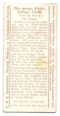 Sammelbild Hamburg-Altona, Kakao- u. Schokolade-Fabrik C. H. L. Gartmann, Des armen Kindes heiliger Christ, Der Traum