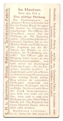 Sammelbild Hamburg-Altona, Kakao- u. Schokolade-Fabrik C. H. L. Gartmann, Im Manöver, Eine wichtige Meldung