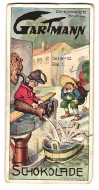 Sammelbild Altona, Kakao- u. Schokolade-Fabrik C. H. L. Gartmann, Lustige Bubenstreiche, Der improvisierte Brunnen