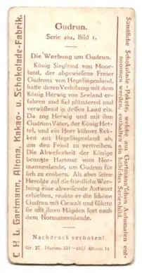 Sammelbild Hamburg-Altona, Kakao- u. Schokolade-Fabrik C. H. L. Gartmann, Gudrun, Die Werbung um Gudrun