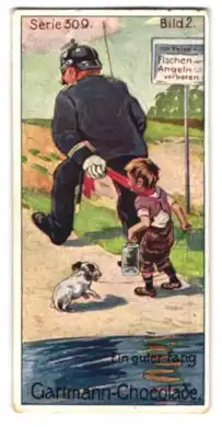 Sammelbild Hamburg-Altona, Kakao- u. Schokolade-Fabrik C. H. L. Gartmann, Der Schutzmann, Ein guter Fang