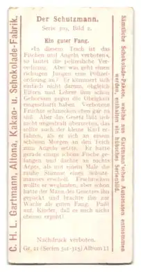 Sammelbild Hamburg-Altona, Kakao- u. Schokolade-Fabrik C. H. L. Gartmann, Der Schutzmann, Ein guter Fang