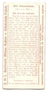 Sammelbild Hamburg-Altona, Kakao- u. Schokolade-Fabrik C. H. L. Gartmann, Der Schutzmann, Der Arm des Gesetzes