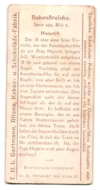 Sammelbild Hamburg-Altona, Kakao- u. Schokolade-Fabrik C. H. L. Gartmann, Bubenstreiche, Hinterlist