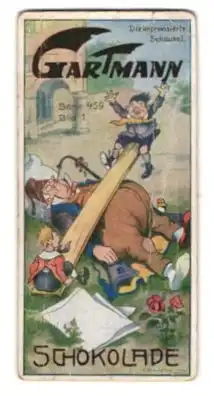 Sammelbild Hamburg-Altona, Kakao- u. Schokolade-Fabrik C. H. L. Gartmann, Bubenstreiche, Die improvisierte Schaukel