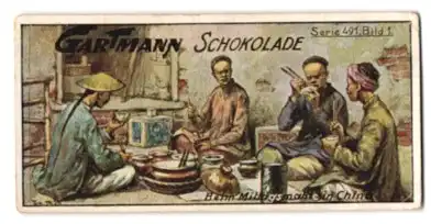 Sammelbild Gartmann Schokolade, Chinesen beim Essen