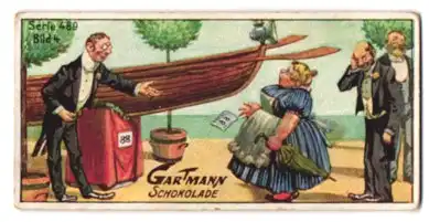 Sammelbild Gartmann Schokolade, Dame gewinnt Boot