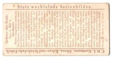 Sammelbild Gartmann Schokolade, Dinosaurier