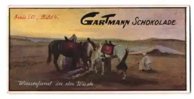 Sammelbild Gartmann Schokolade, Wasserfund in der Wüste
