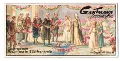 Sammelbild Gartmann Schokolade, Rosenfest in Süd-Frankreich