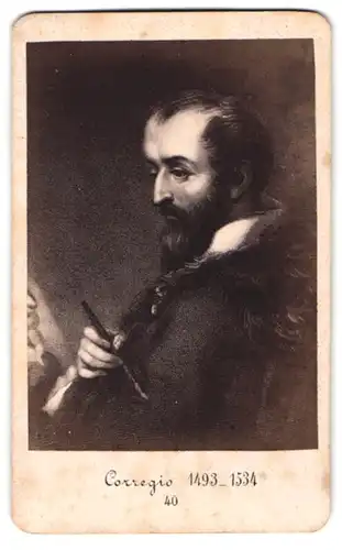 Fotografie J. C. Steuer, Wien, Portrait Maler Antonio da Correggio mit Pinsel